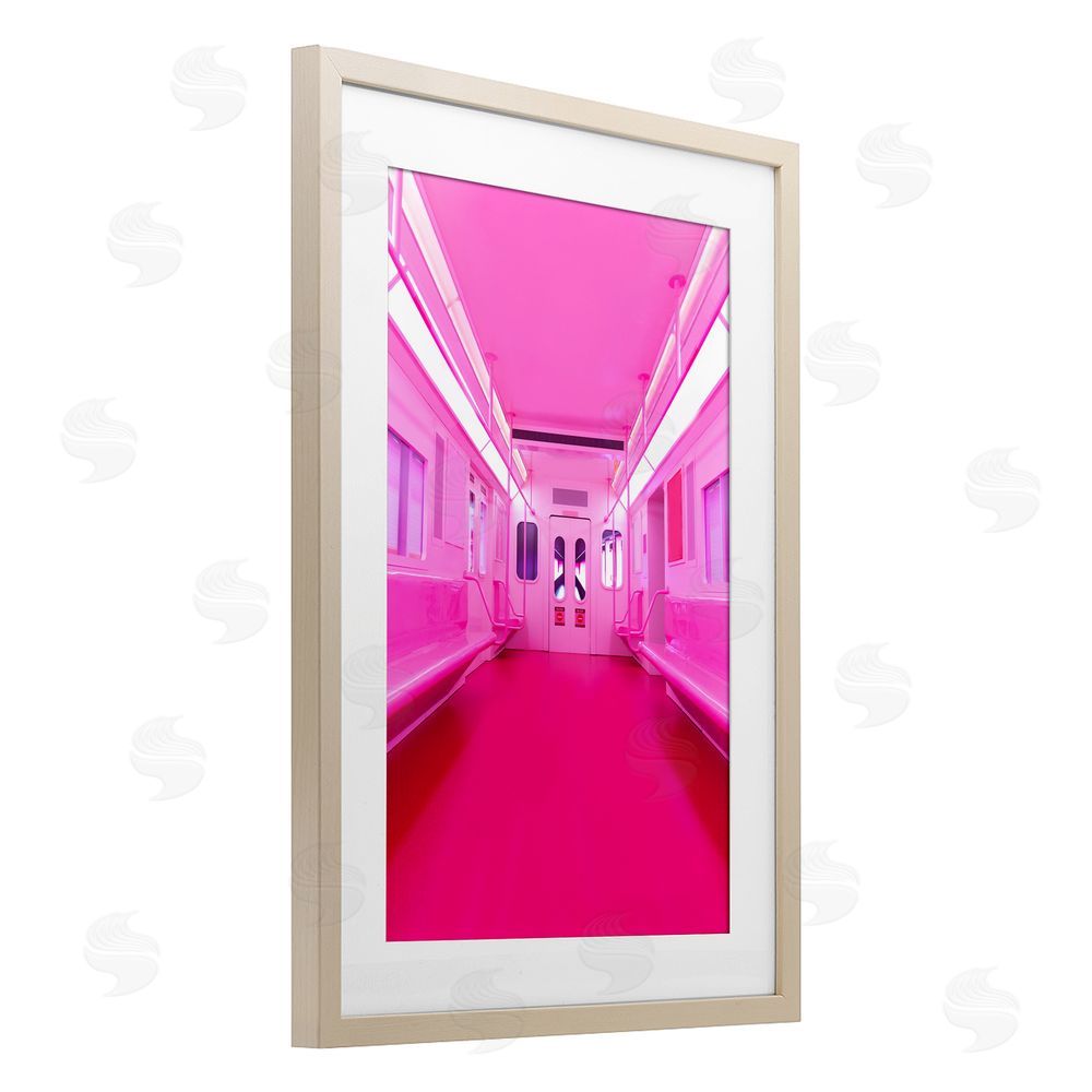LISH Creative Futuristic Pink Tone Subway Brown Framed Print Under Glass Wall Art