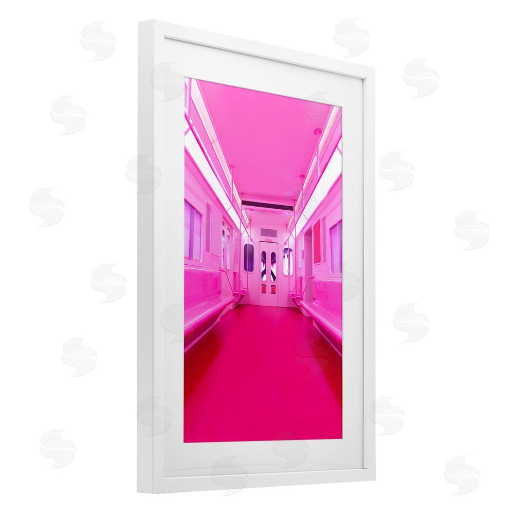 LISH Creative Futuristic Pink Tone Subway White Framed Print Under Glass Wall Art