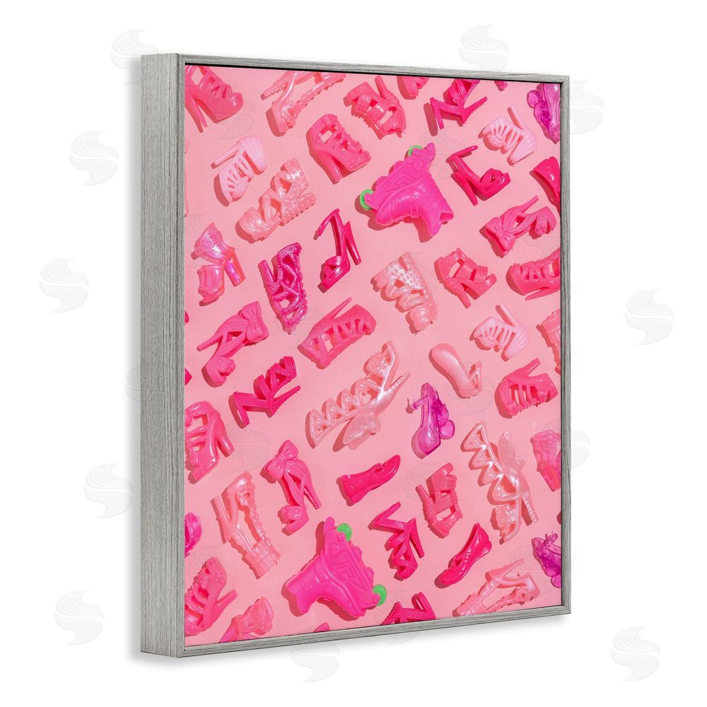 LISH Creative Tiny Doll Shoes Pink Gray Framed Giclee Wall Art Print
