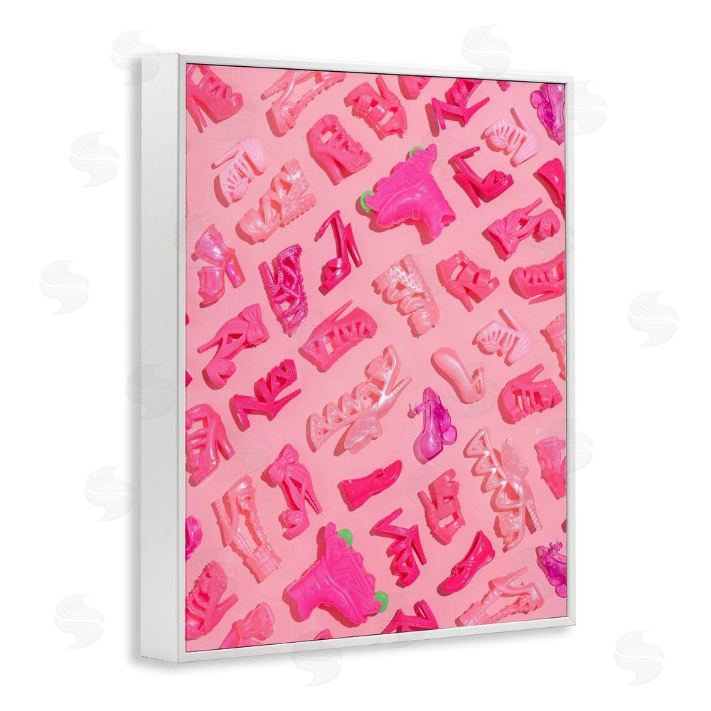 LISH Creative Tiny Doll Shoes Pink White Framed Giclee Wall Art Print