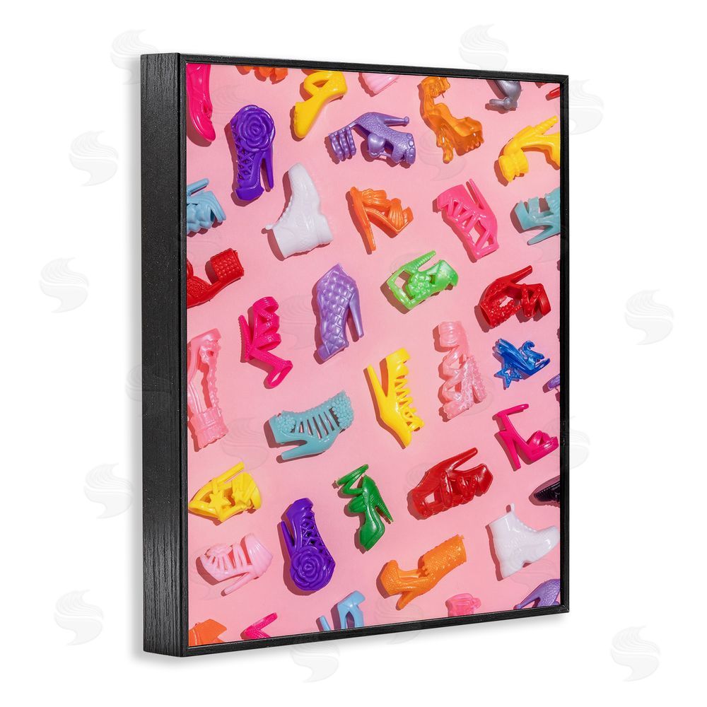 LISH Creative Tiny Colorful Doll Shoes Black Framed Giclee Wall Art Print
