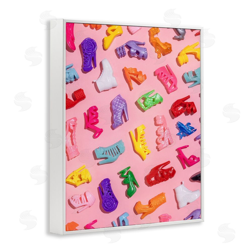 LISH Creative Tiny Colorful Doll Shoes White Framed Giclee Wall Art Print