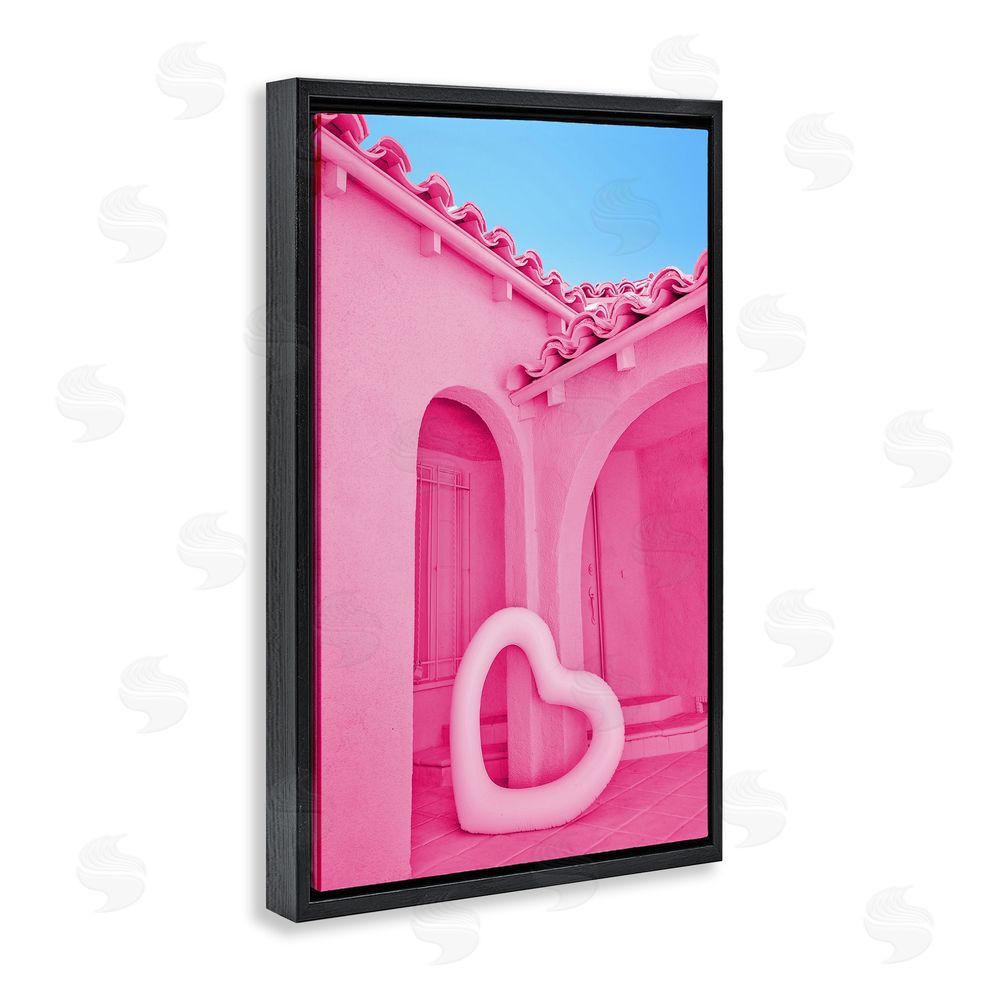 LISH Creative Pink Pop Heart at Villa Black Floating Frame Canvas Wall Art Print