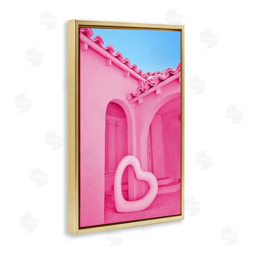 LISH Creative Pink Pop Heart at Villa Gold Floating Frame Canvas Wall Art Print
