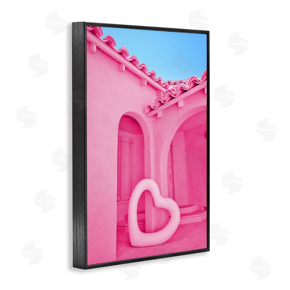 LISH Creative Pink Pop Heart at Villa Black Framed Giclee Wall Art Print