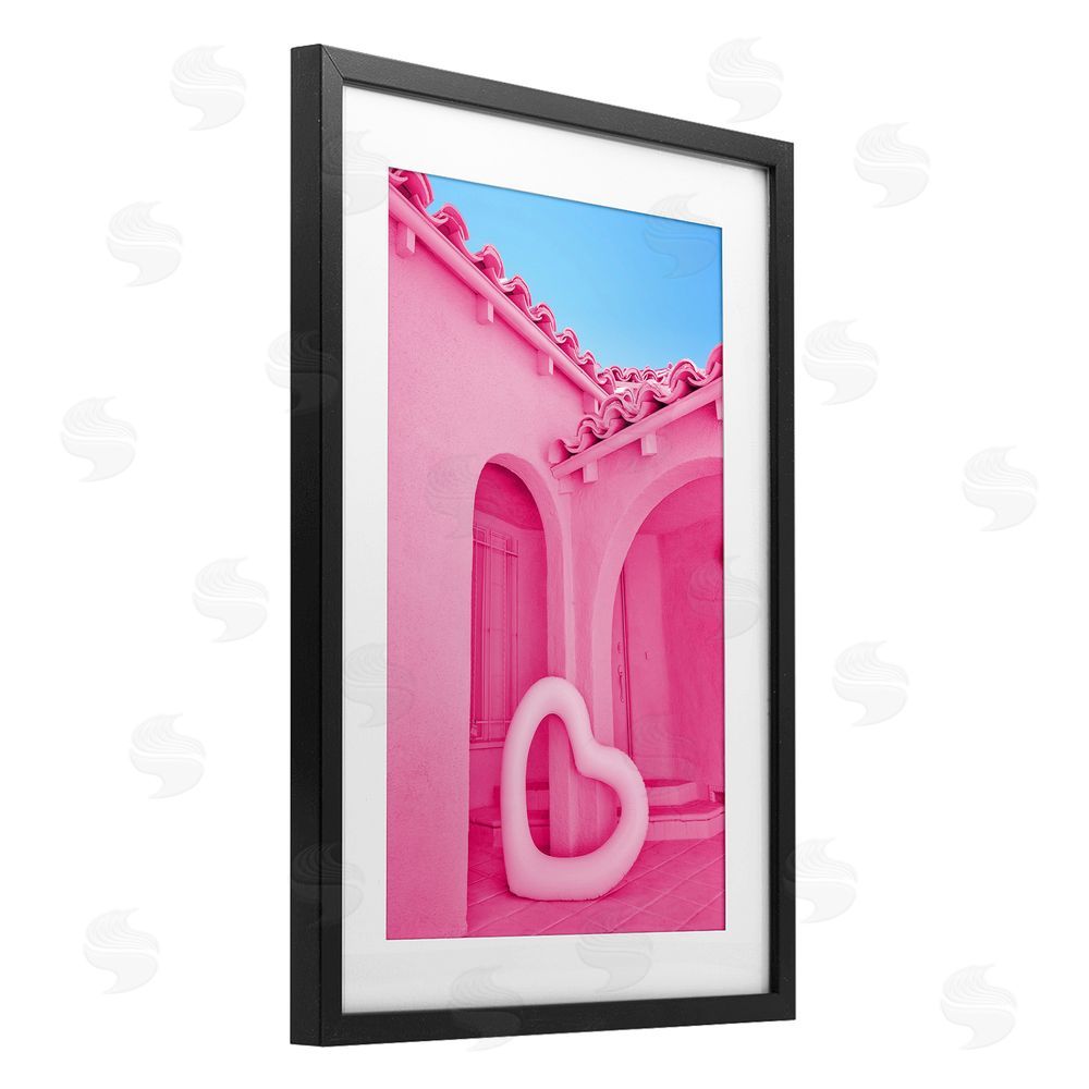 LISH Creative Pink Pop Heart at Villa Black Framed Print Under Glass Wall Art