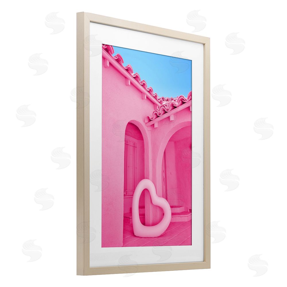 LISH Creative Pink Pop Heart at Villa Brown Framed Print Under Glass Wall Art