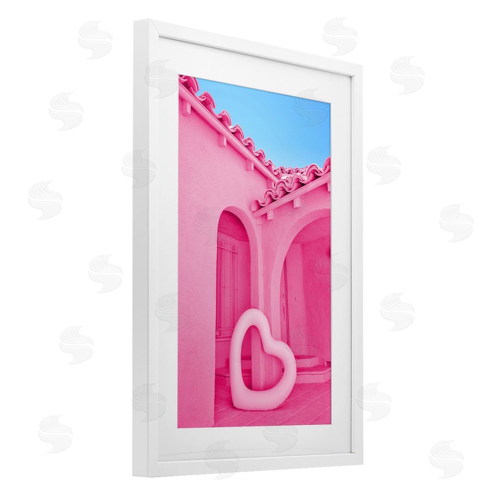 LISH Creative Pink Pop Heart at Villa White Framed Print Under Glass Wall Art