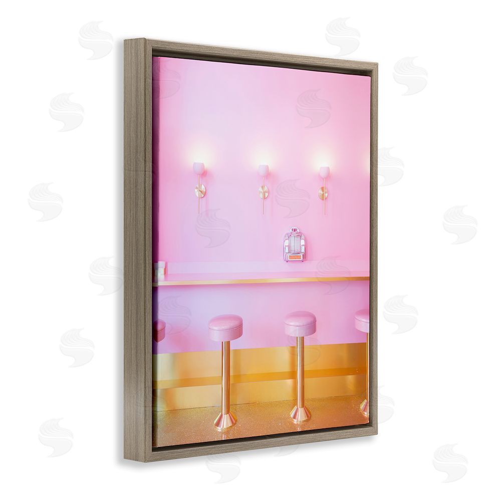 LISH Creative Pink Retro Dessert Parlor Brown Floating Frame Canvas Wall Art Print