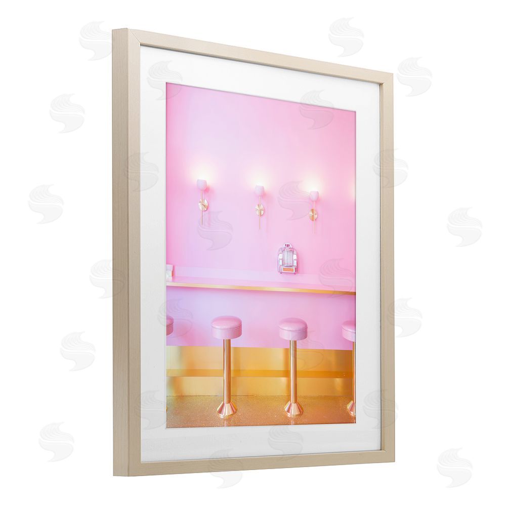 LISH Creative Pink Retro Dessert Parlor Brown Framed Print Under Glass Wall Art