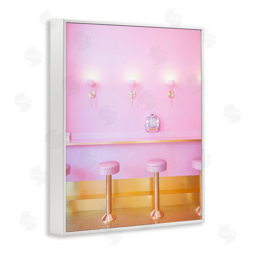 LISH Creative Pink Retro Dessert Parlor White Framed Giclee Wall Art Print