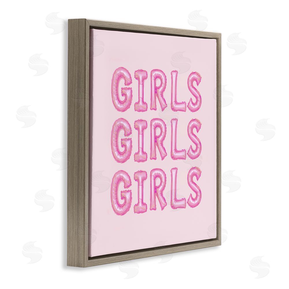 LISH Creative Girls Letters Party Balloons Brown Floating Frame Canvas Wall Art