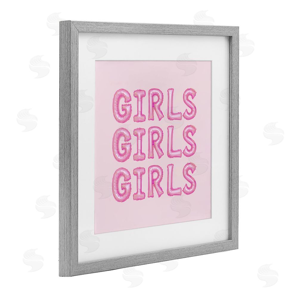 LISH Creative Girls Letters Party Balloons Gray Framed Print Under Glass with Mat Wall Art