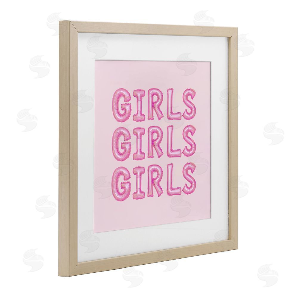 LISH Creative Girls Letters Party Balloons Brown Framed Print Under Glass with Mat Wall Art