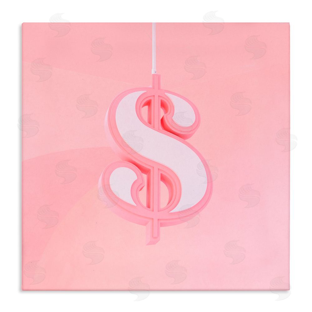 LISH Creative Pink Pastel Dollar Sign Stretched Canvas Wall Art Print