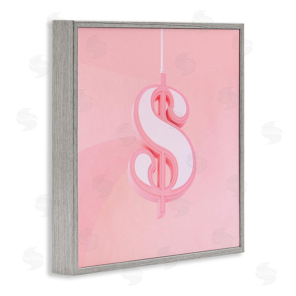 LISH Creative Pink Pastel Dollar Sign Gray Framed Giclee Print Wall Art