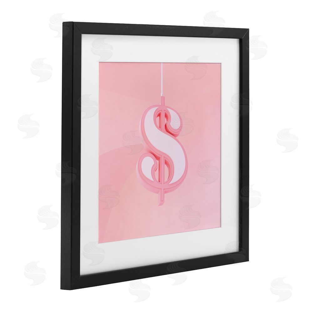 LISH Creative Pink Pastel Dollar Sign Black Framed Print Under Glass Wall Art