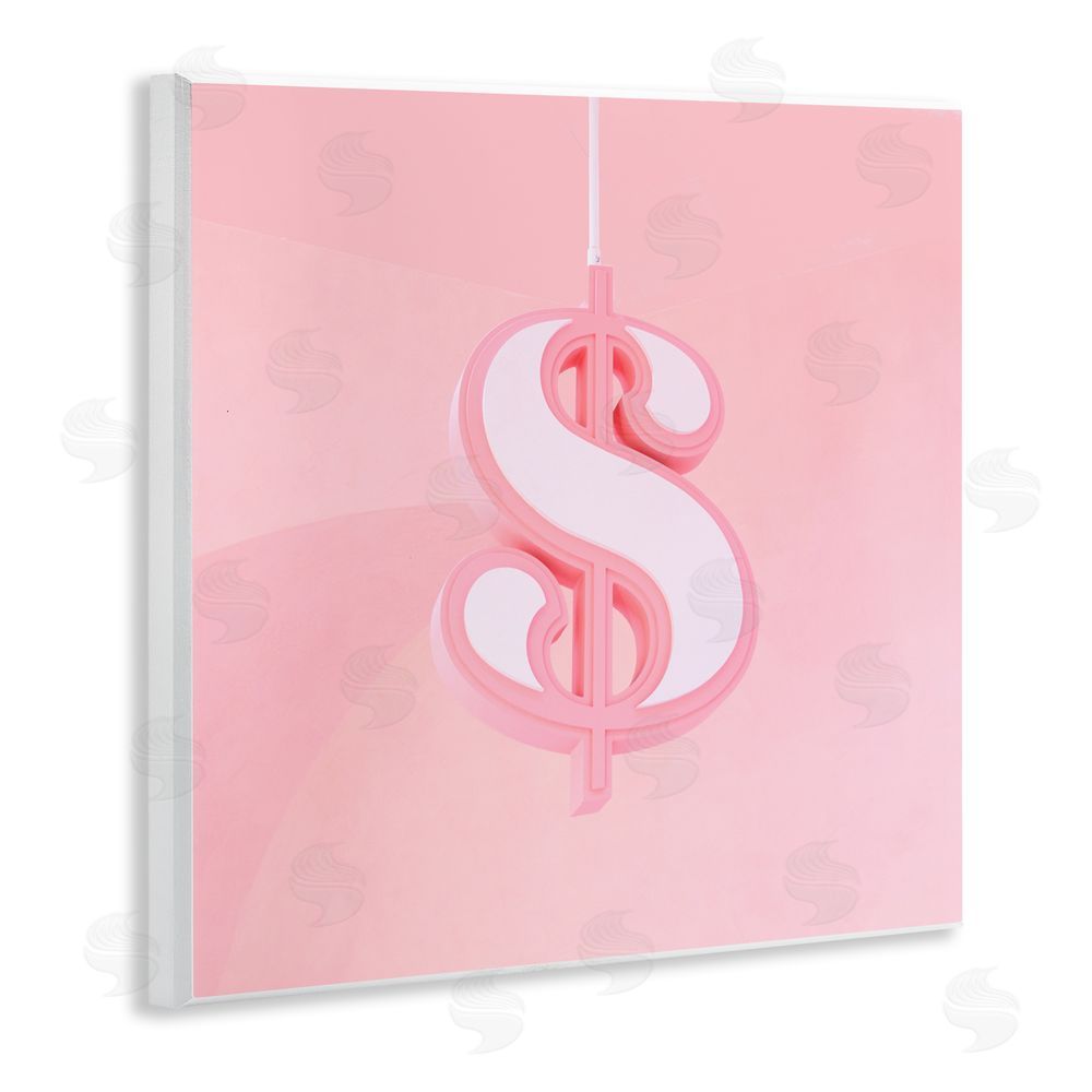 LISH Creative Pink Pastel Dollar Sign Wooden Wall Plaque Art Print