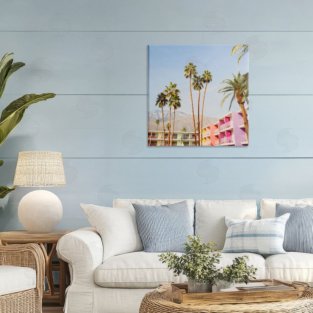 LISH Creative Looming Palms over Resort Stretched Canvas Wall Art Print in Room