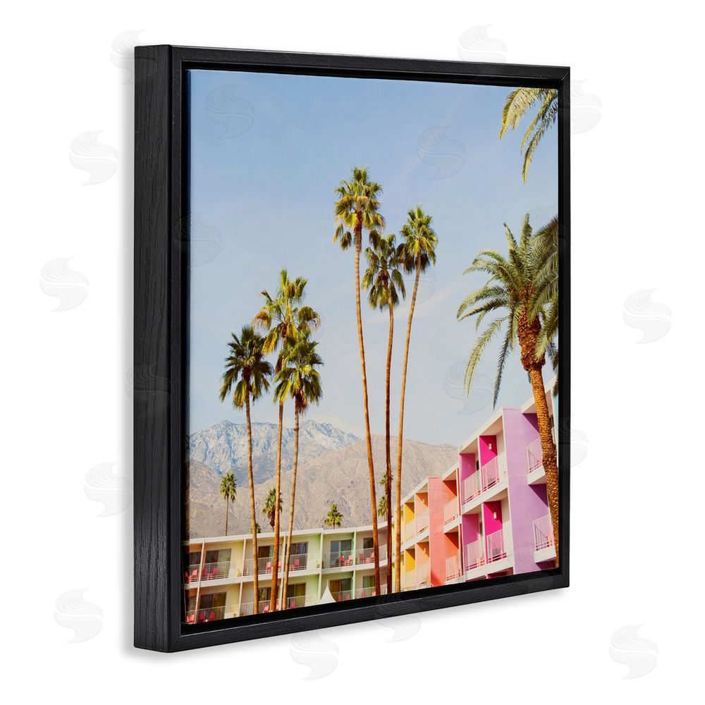LISH Creative Looming Palms over Resort Black Floating Frame Canvas Wall Art Print
