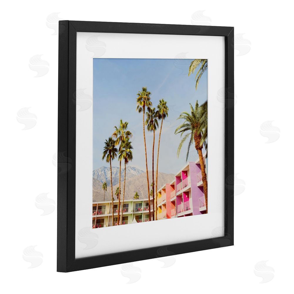 LISH Creative Looming Palms over Resort Black Framed Print Under Glass Wall Art