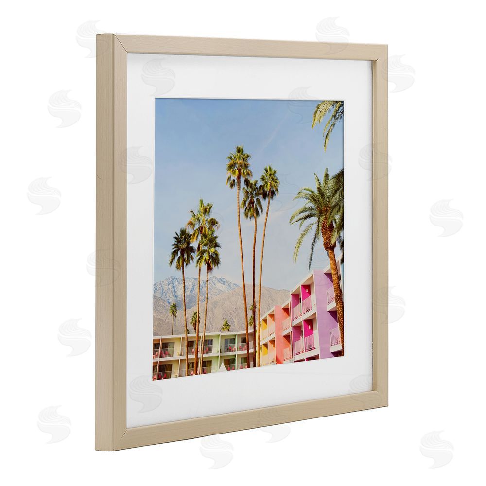 LISH Creative Looming Palms over Resort Brown Framed Print Under Glass Wall Art