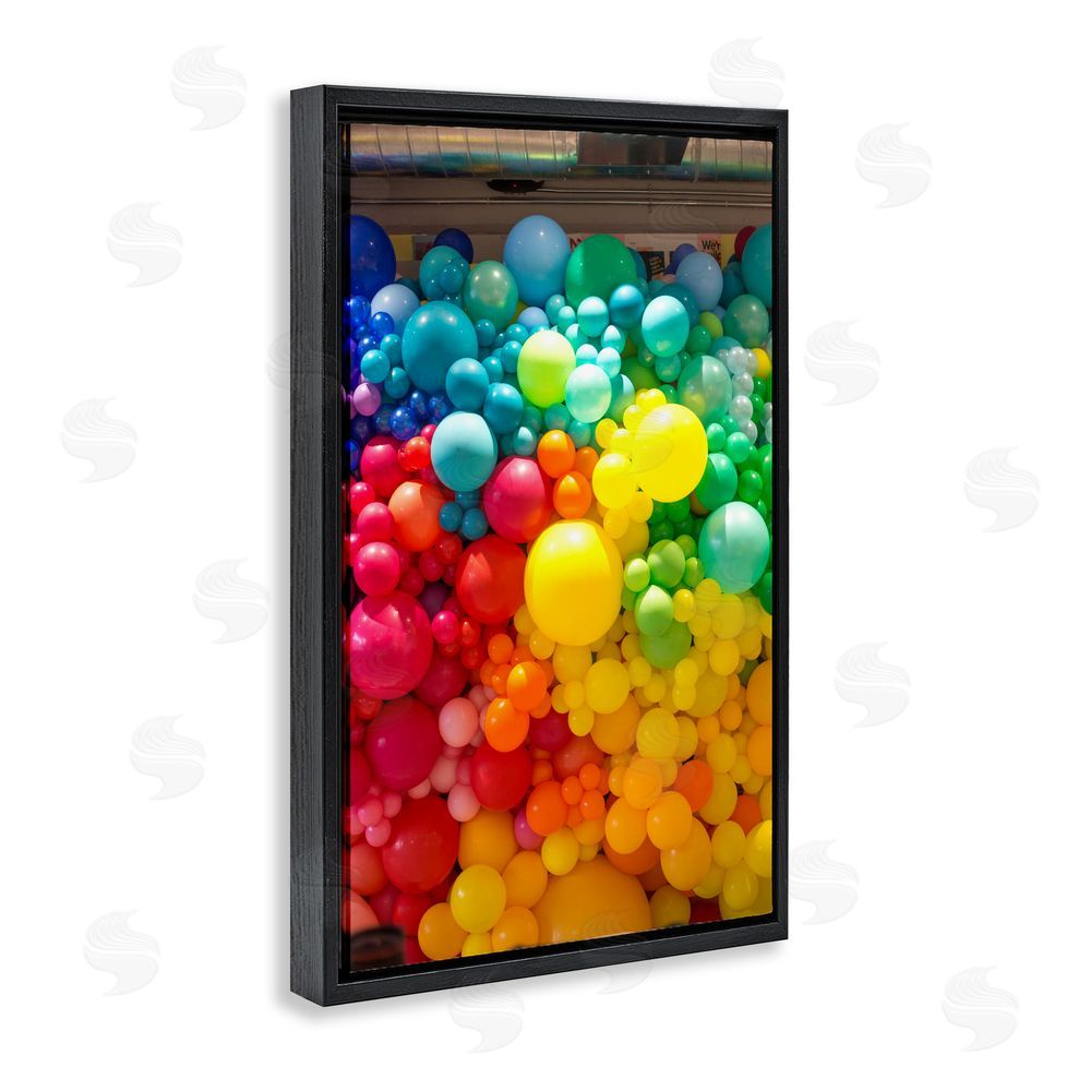LISH Creative Lively Colorful Balloons Black Floating Frame Canvas Wall Art
