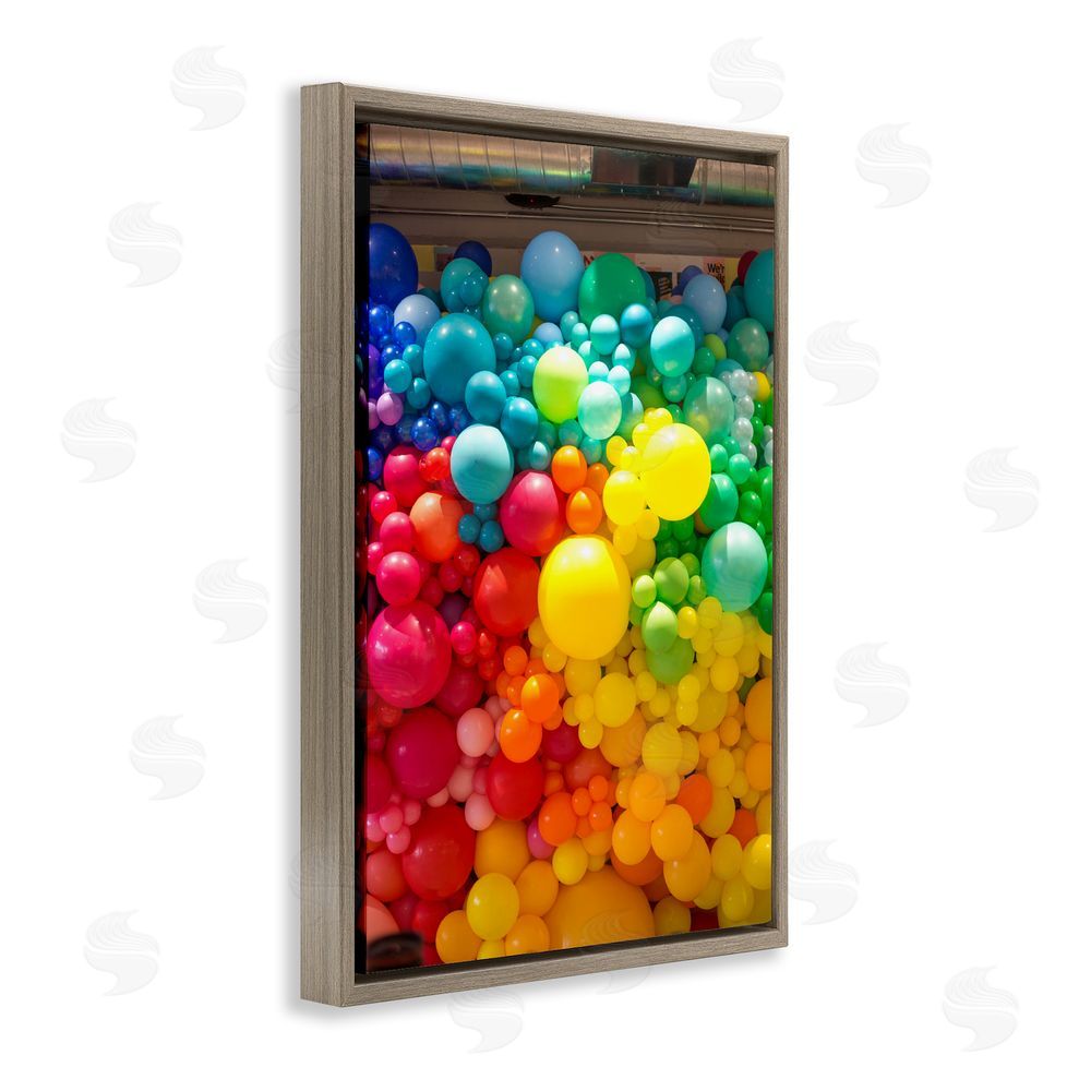 LISH Creative Lively Colorful Balloons Brown Floating Frame Canvas Wall Art