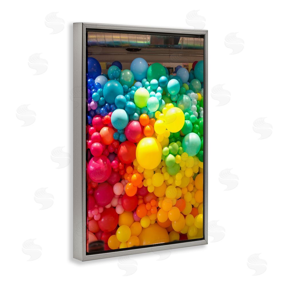 LISH Creative Lively Colorful Balloons Gray Floating Frame Canvas Wall Art