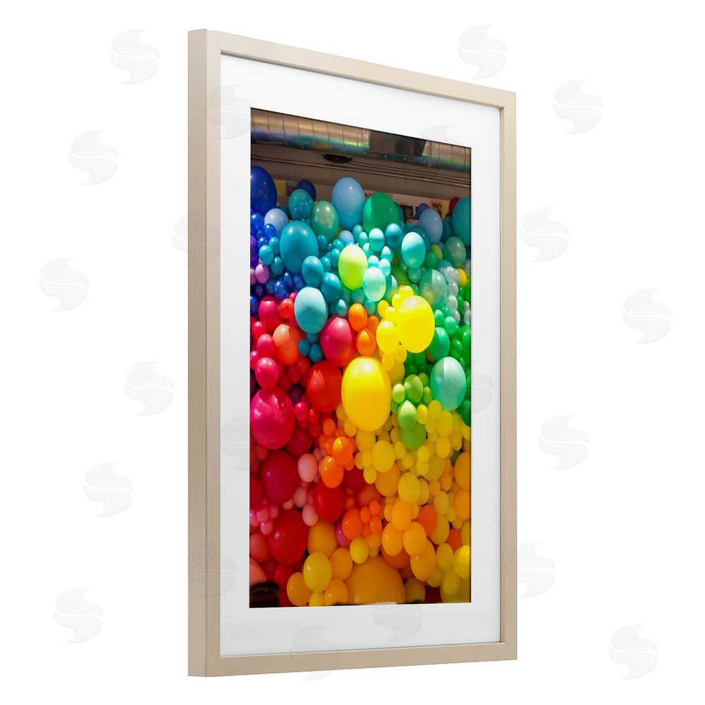 LISH Creative Lively Colorful Balloons Brown Framed Print Under Glass with Mat Wall Art