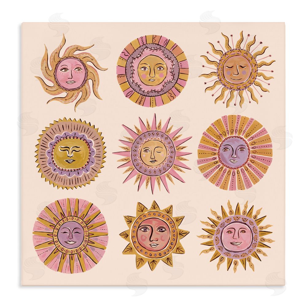 Two If By Sea Studios Boho Solar Faces Stretched Canvas Wall Art Print