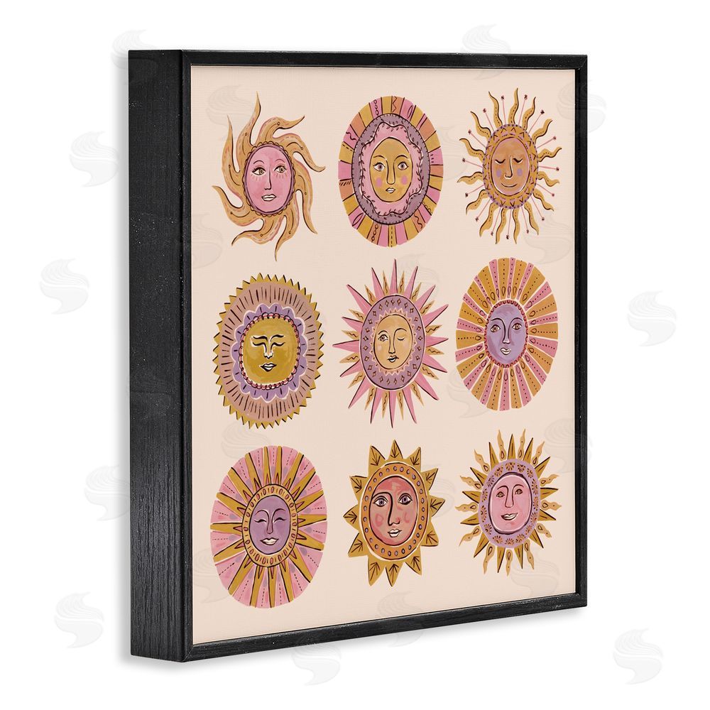 Two If By Sea Studios Boho Solar Faces Black Framed Giclee Wall Art Print