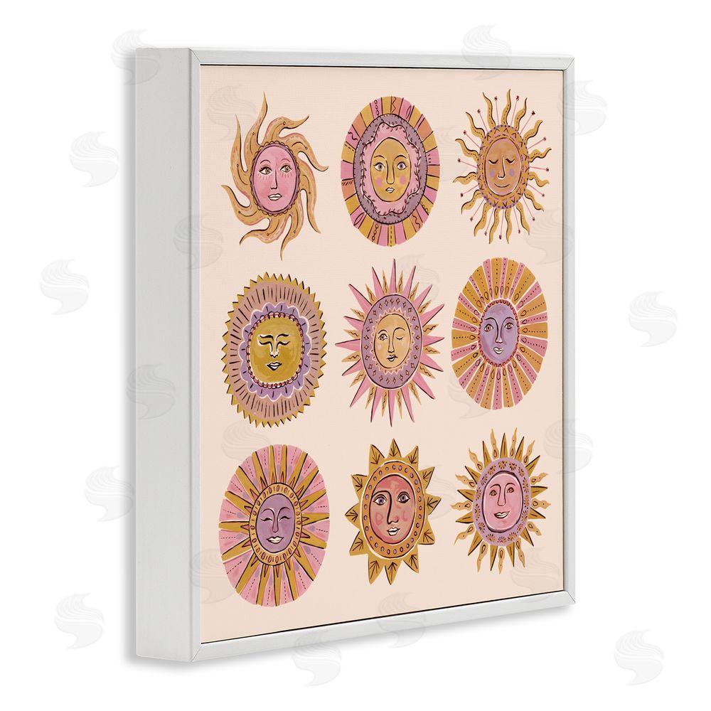 Two If By Sea Studios Boho Solar Faces White Framed Giclee Wall Art Print