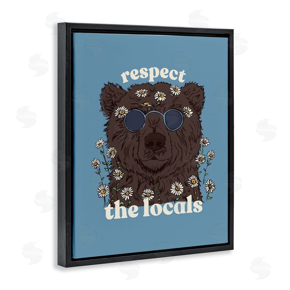 Two If By Sea Studios Respect The Locals Bear Black Floating Frame Canvas Wall Art Print
