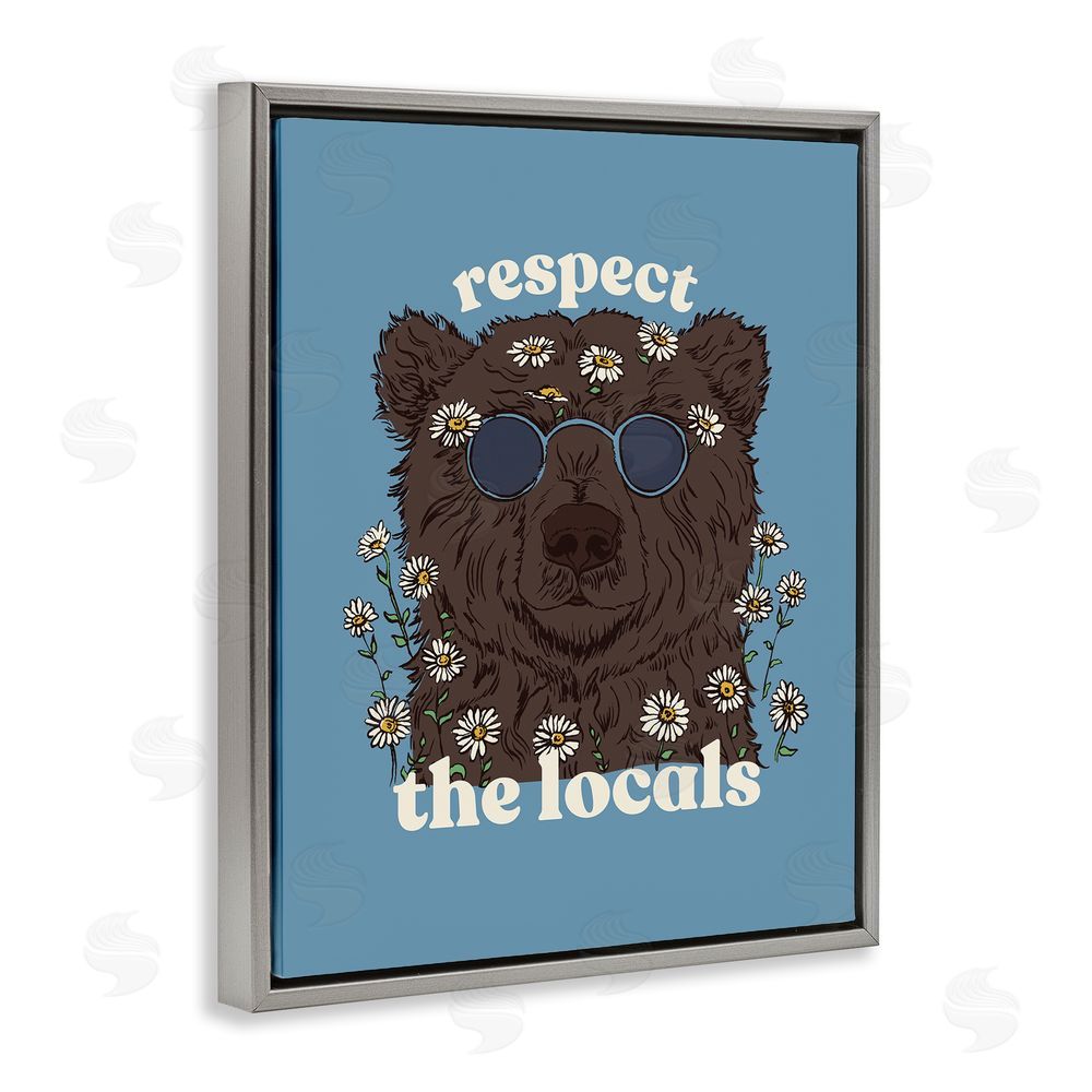 Two If By Sea Studios Respect The Locals Bear Gray Floating Frame Canvas Wall Art Print