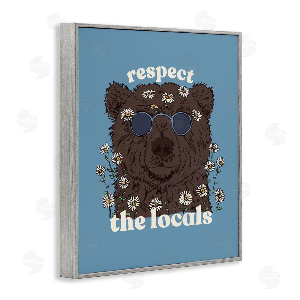Two If By Sea Studios Respect The Locals Bear Gray Framed Giclee Wall Art Print