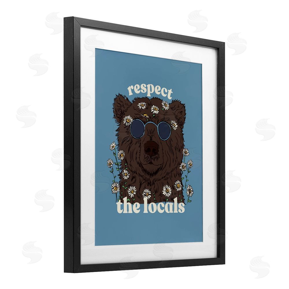 Two If By Sea Studios Respect The Locals Bear Black Framed Print Under Glass Wall Art