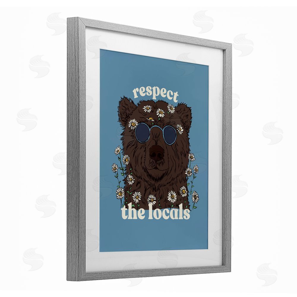 Two If By Sea Studios Respect The Locals Bear Gray Framed Print Under Glass Wall Art