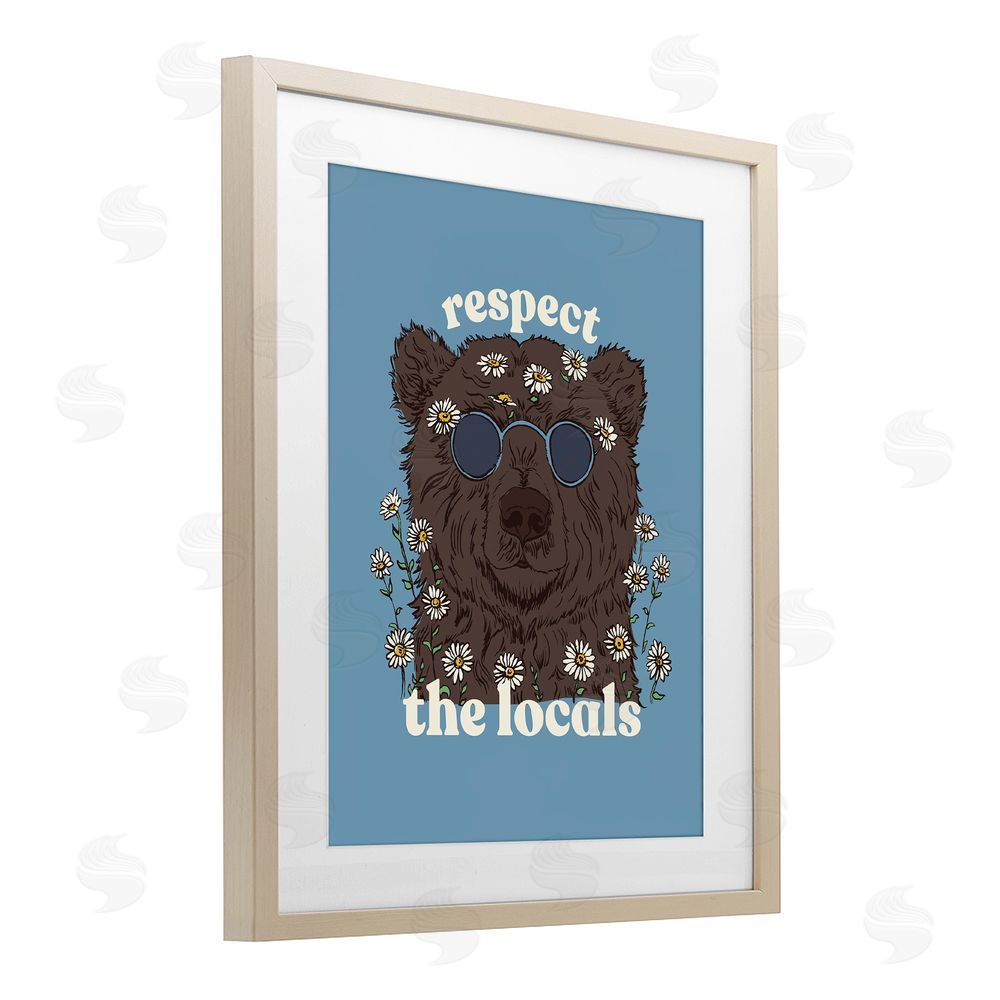 Two If By Sea Studios Respect The Locals Bear Brown Framed Print Under Glass Wall Art