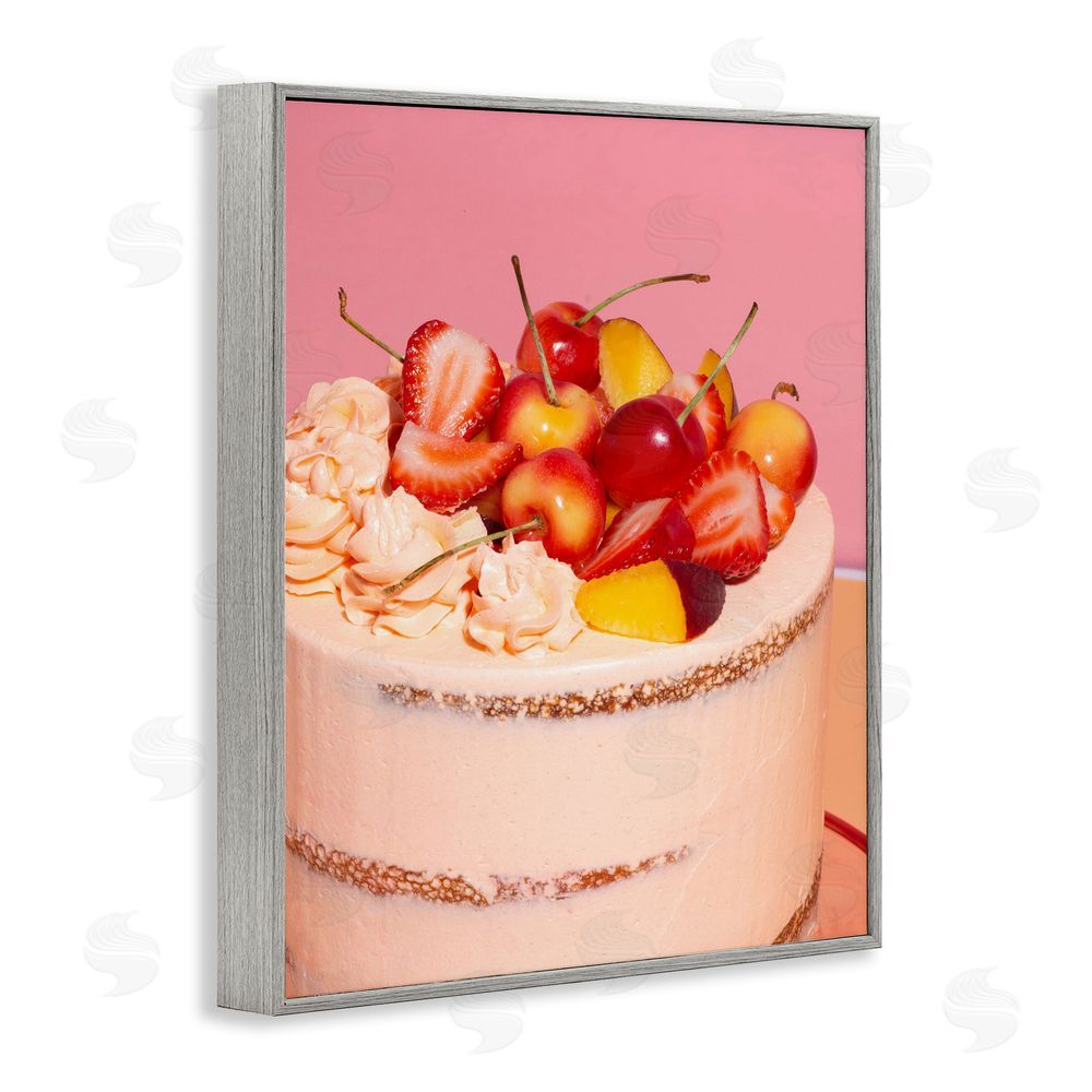 LISH Creative Strawberry Fruit Cake Gray Framed Giclee Wall Art Print