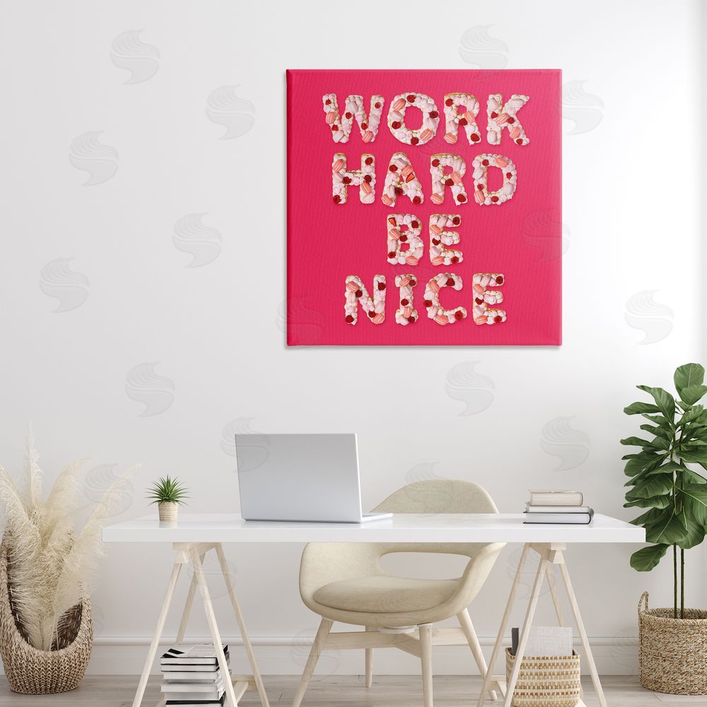 LISH Creative Work Hard Be Nice Stretched Canvas Wall Art Print in Room