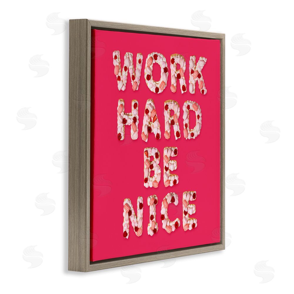 LISH Creative Work Hard Be Nice Brown Floating Frame Canvas Wall Art Print