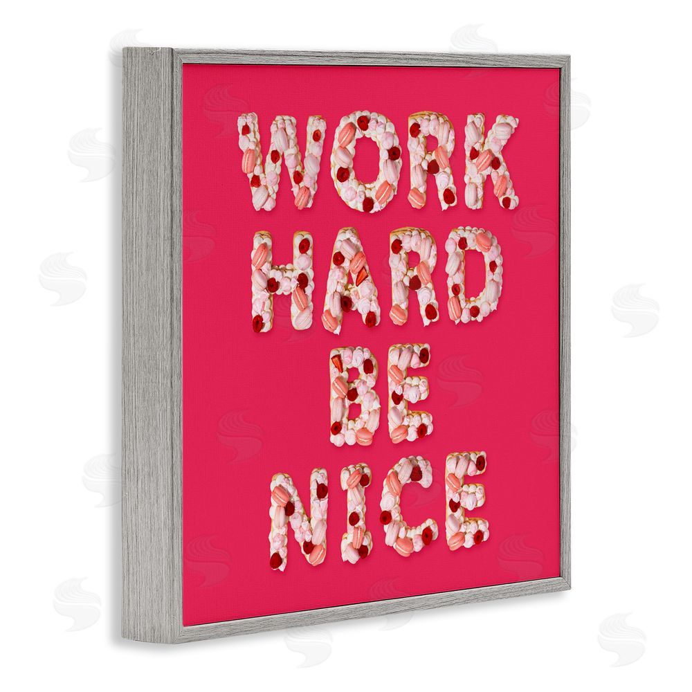 LISH Creative Work Hard Be Nice Gray Framed Giclee Print Wall Art