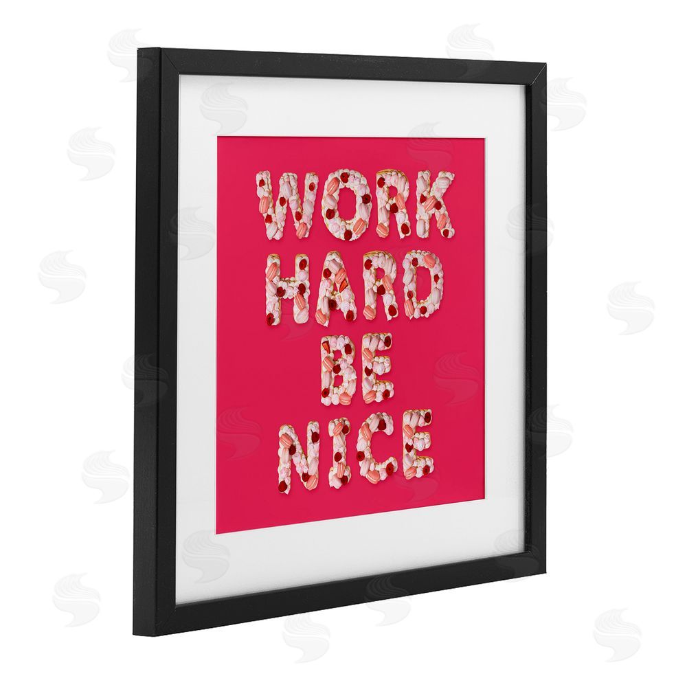 LISH Creative Work Hard Be Nice Black Framed Print Under Glass Wall Art