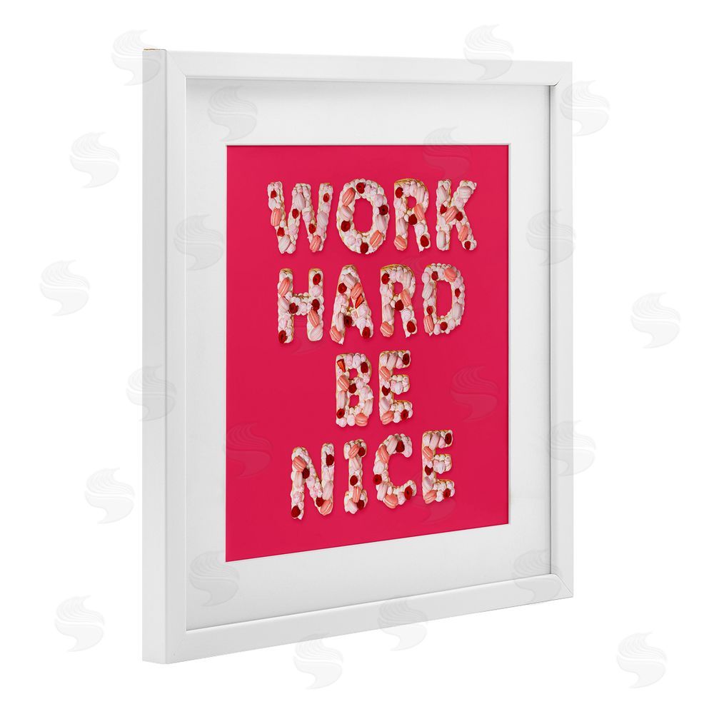 LISH Creative Work Hard Be Nice White Framed Print Under Glass Wall Art