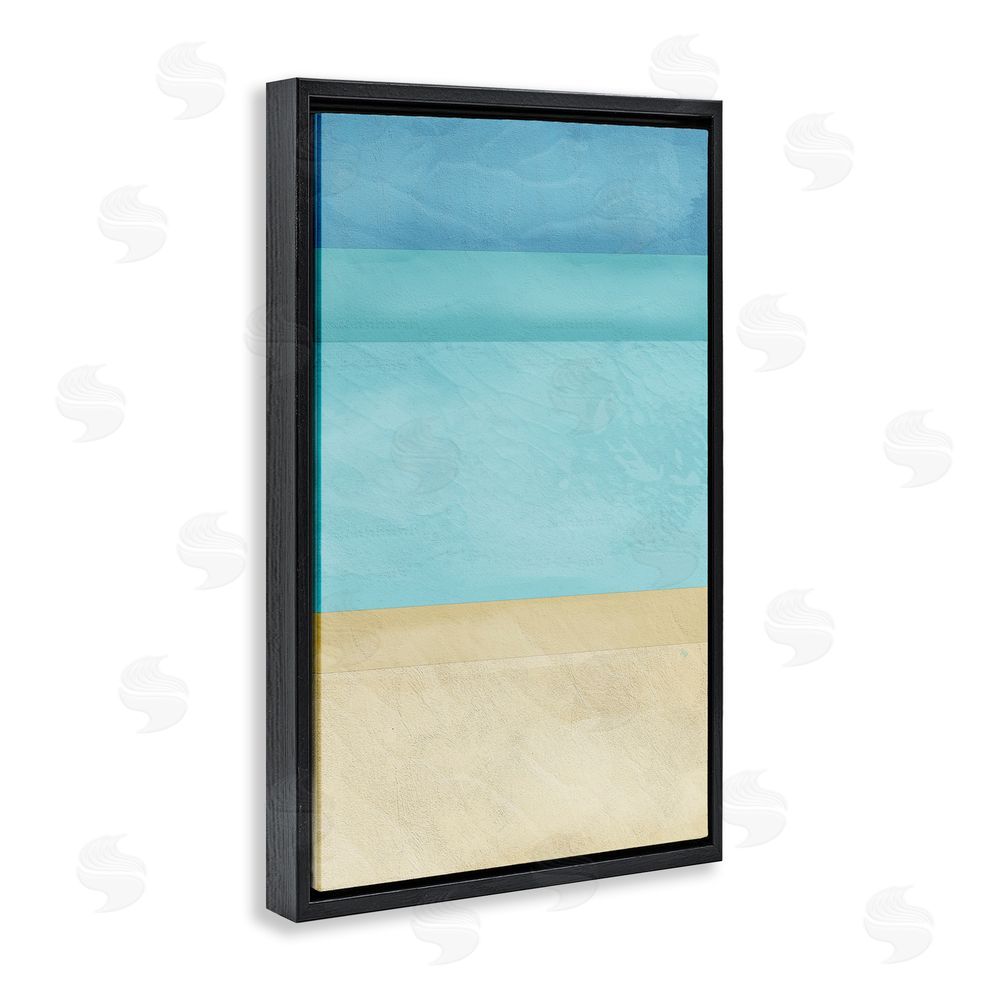 Martina Pavlova Abstract Beach Coastal Color Block Black Floating Frame Canvas Wall Art Print