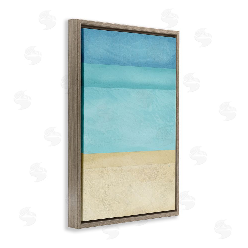 Martina Pavlova Abstract Beach Coastal Color Block Brown Floating Frame Canvas Wall Art Print