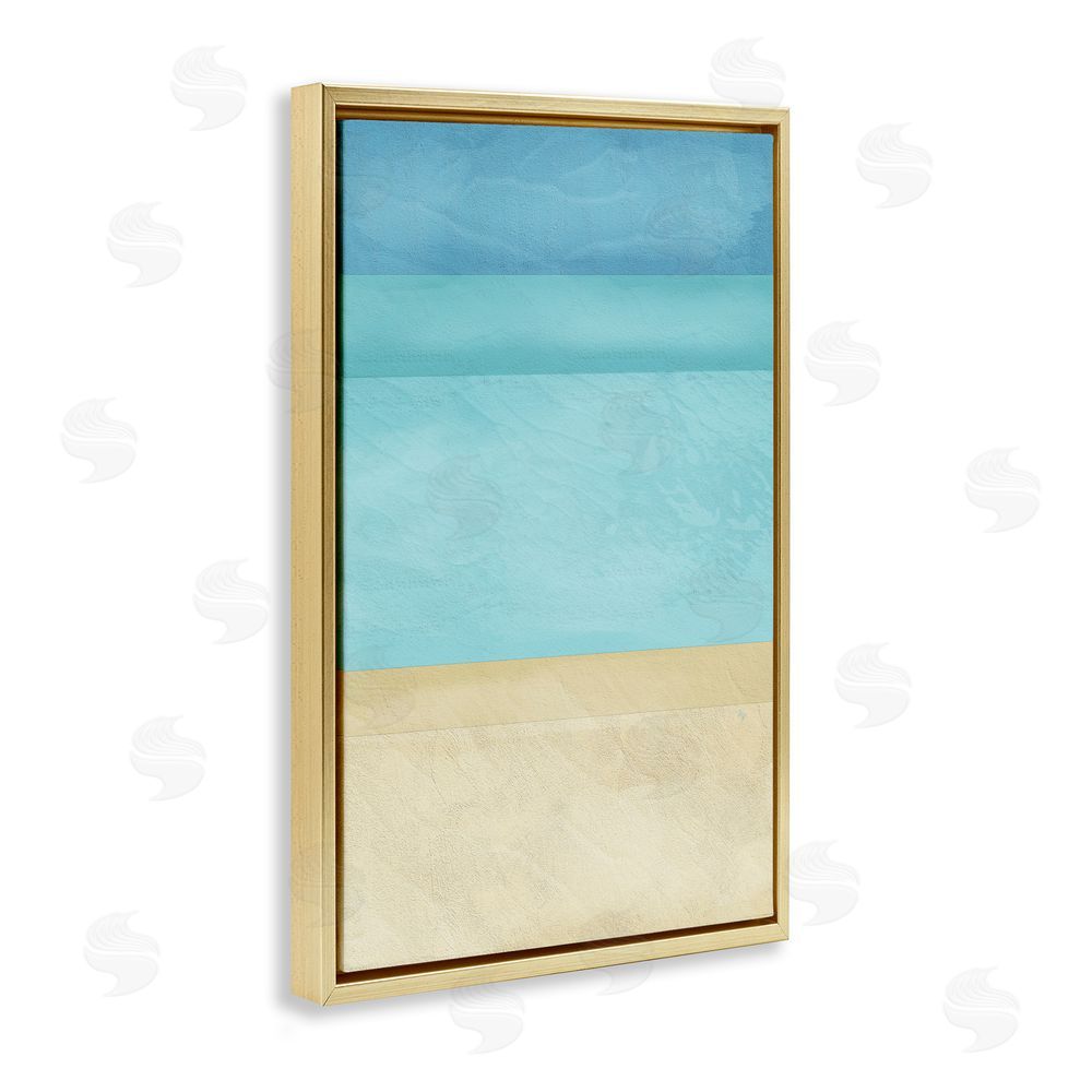 Martina Pavlova Abstract Beach Coastal Color Block Gold Floating Frame Canvas Wall Art Print