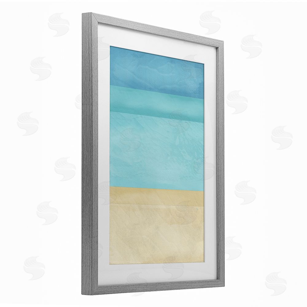 Martina Pavlova Abstract Beach Coastal Color Block Gray Framed Print Under Glass Wall Art