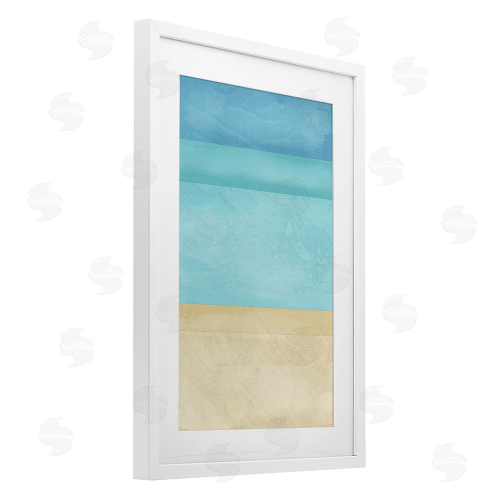 Martina Pavlova Abstract Beach Coastal Color Block White Framed Print Under Glass Wall Art